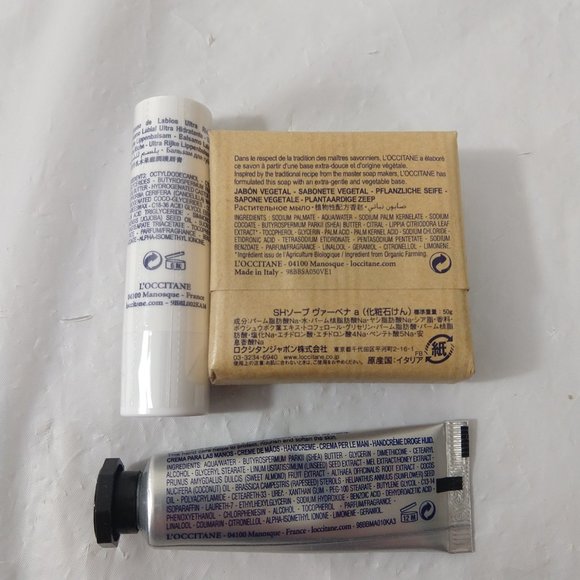 L'Occitane Verbena Soap, Shea Butter Hand Cream & Lip Balm Set X 3 NEW - Picture 3 of 5